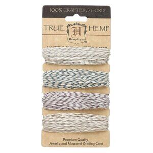 Hemp Variety Pack Metallic Cord 4 Colors Natural Lt Silver Blue Purple Silver